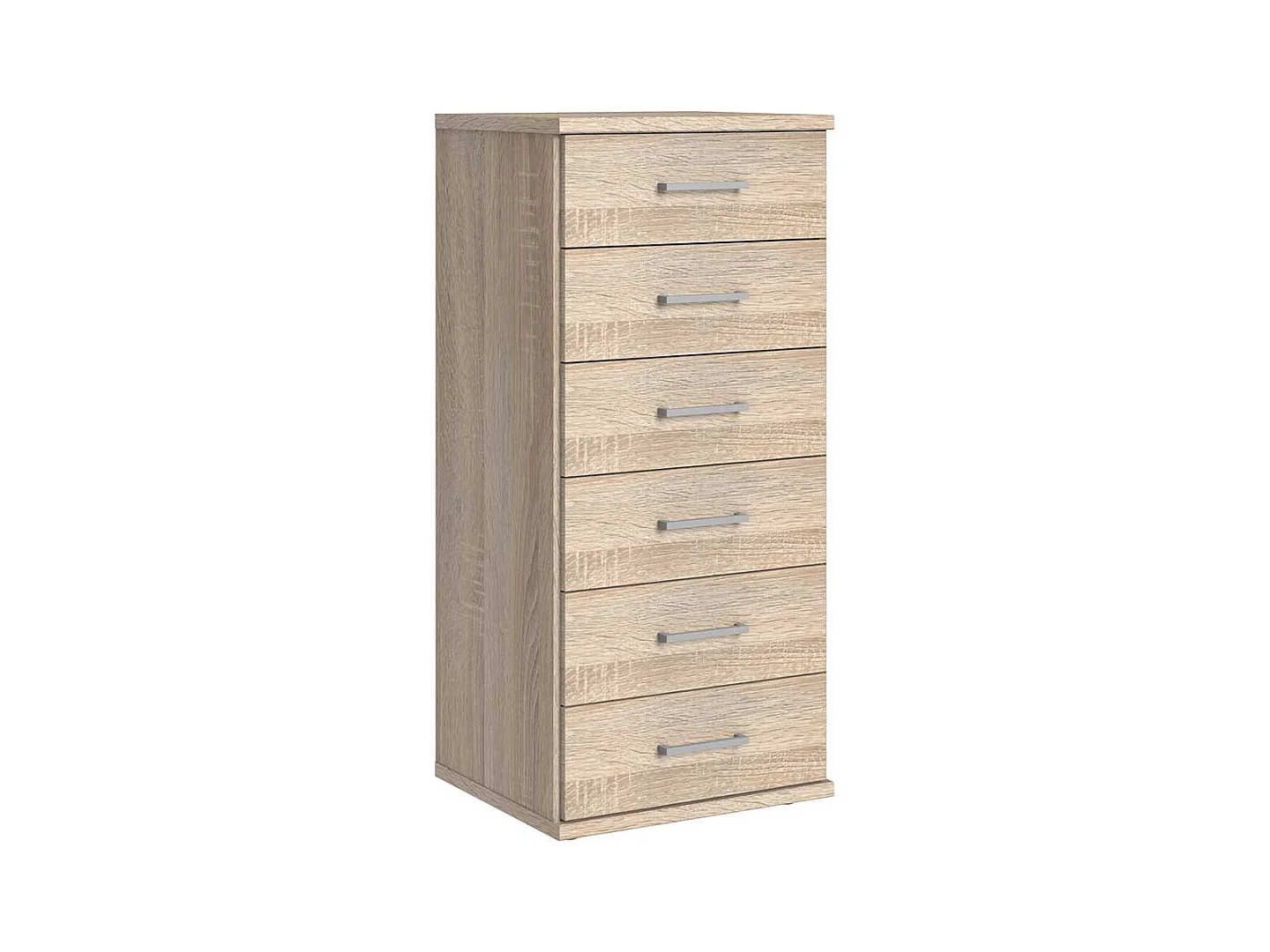 Holzoptik Hochkommode sägerau mit sechs Schubladen 106 cm hoch