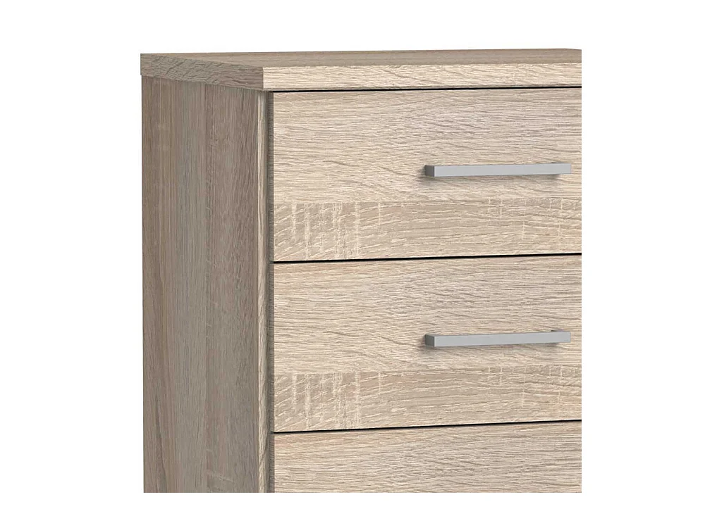 Holzoptik Hochkommode sägerau mit sechs Schubladen 106 cm hoch