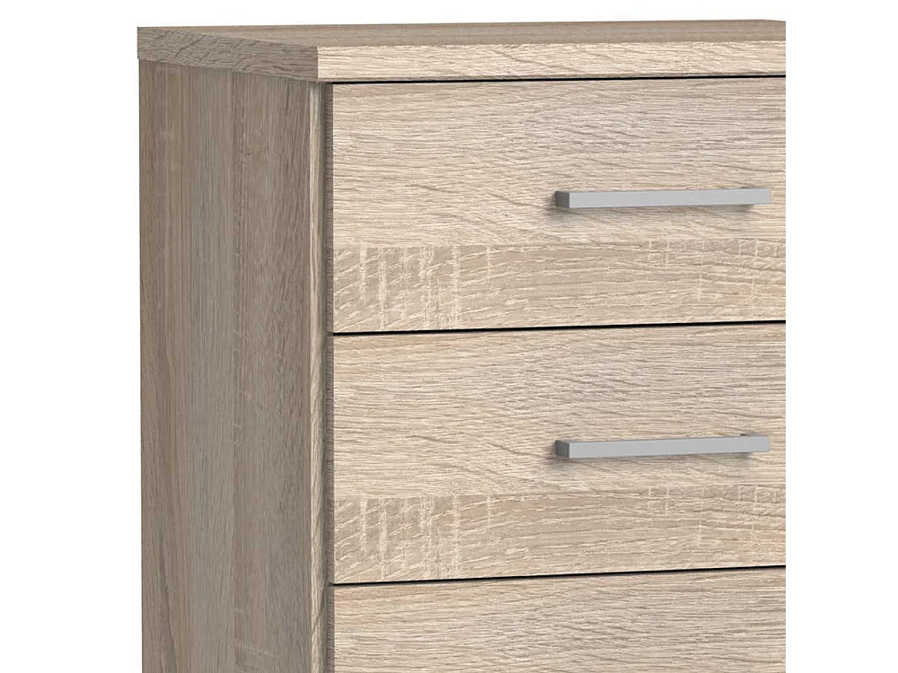 Holzoptik Hochkommode sägerau mit sechs Schubladen 106 cm hoch