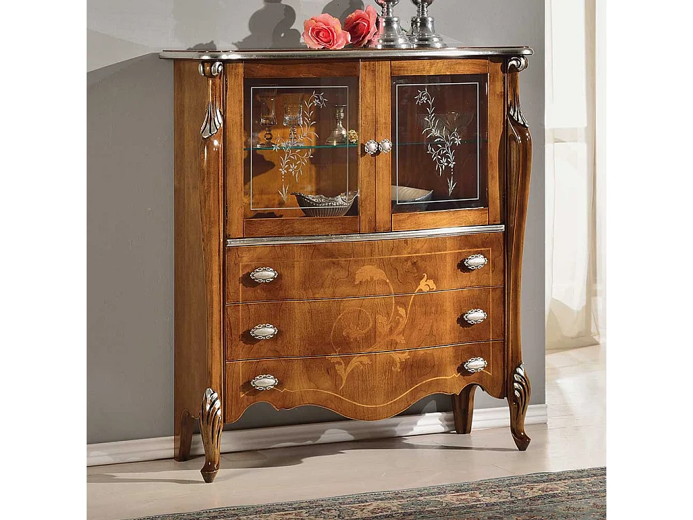 Esszimmerschrank in Nussbaumfarben italienischen Stil