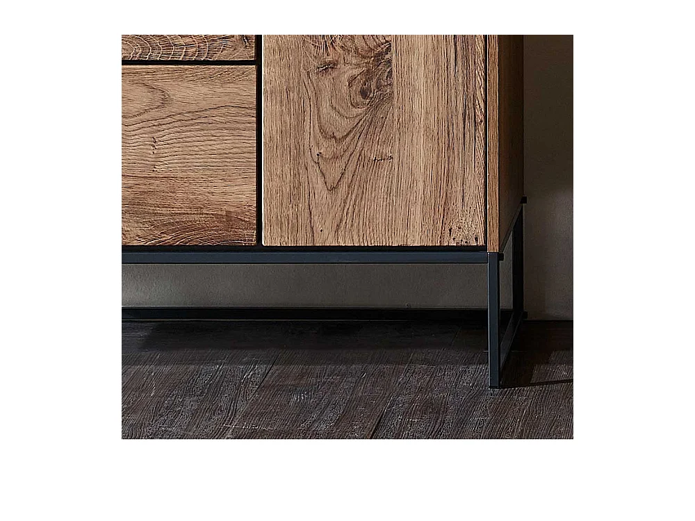 Loft Design Highboard in Eiche dunkel Optik und Dunkelgrau Klappe