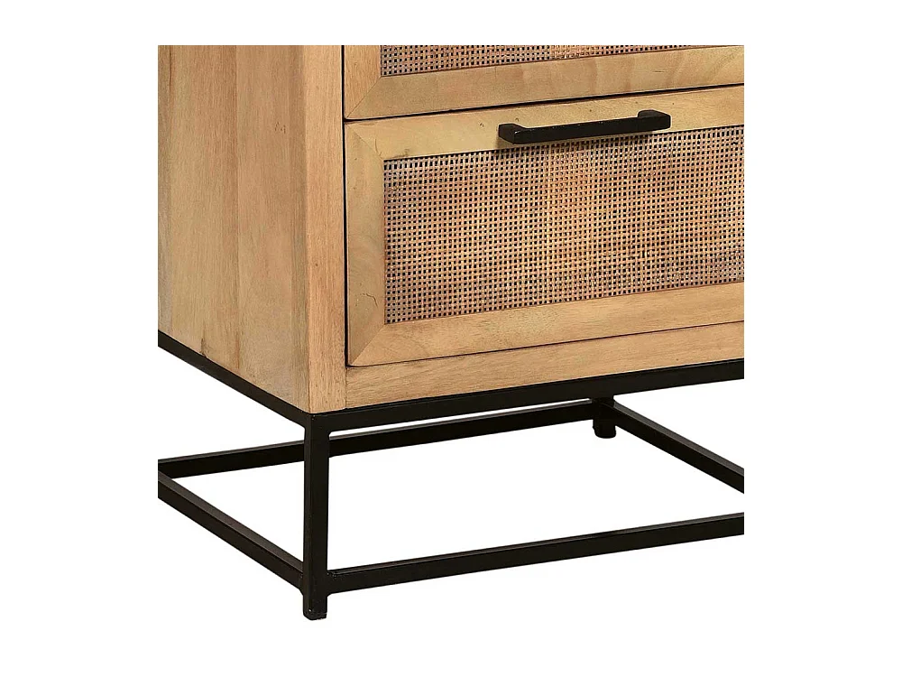 Vollholzkommode aus Mangobaum Massivholz Rattan