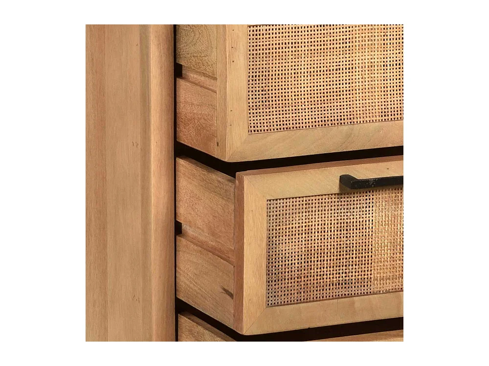 Vollholzkommode aus Mangobaum Massivholz Rattan