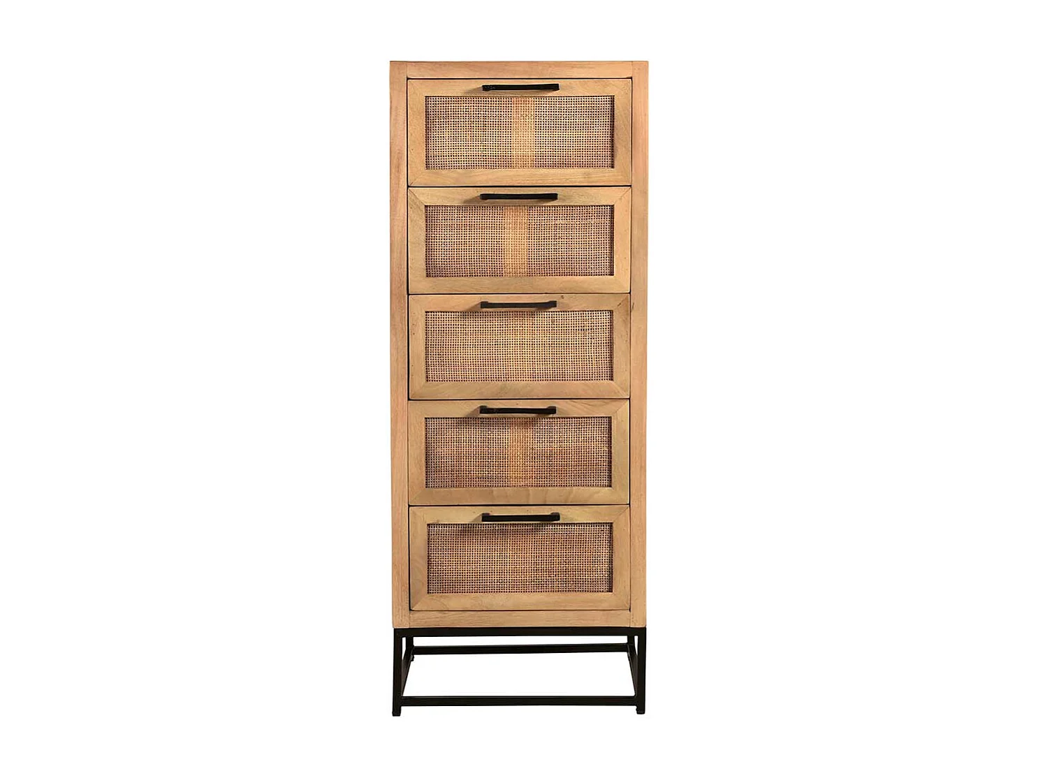 Vollholzkommode aus Mangobaum Massivholz Rattan