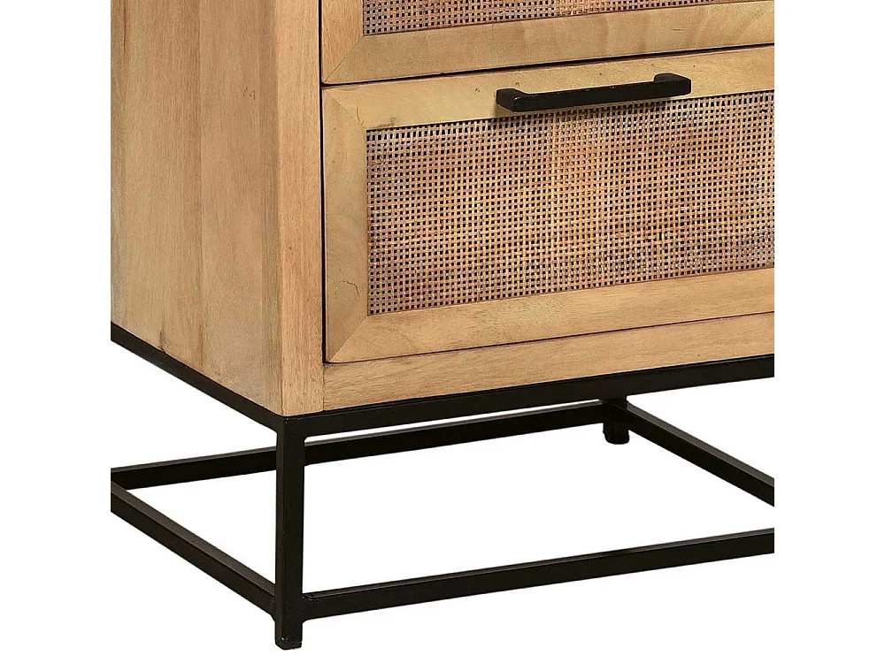 Vollholzkommode aus Mangobaum Massivholz Rattan