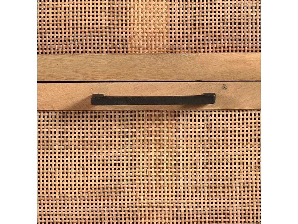 Vollholzkommode aus Mangobaum Massivholz Rattan