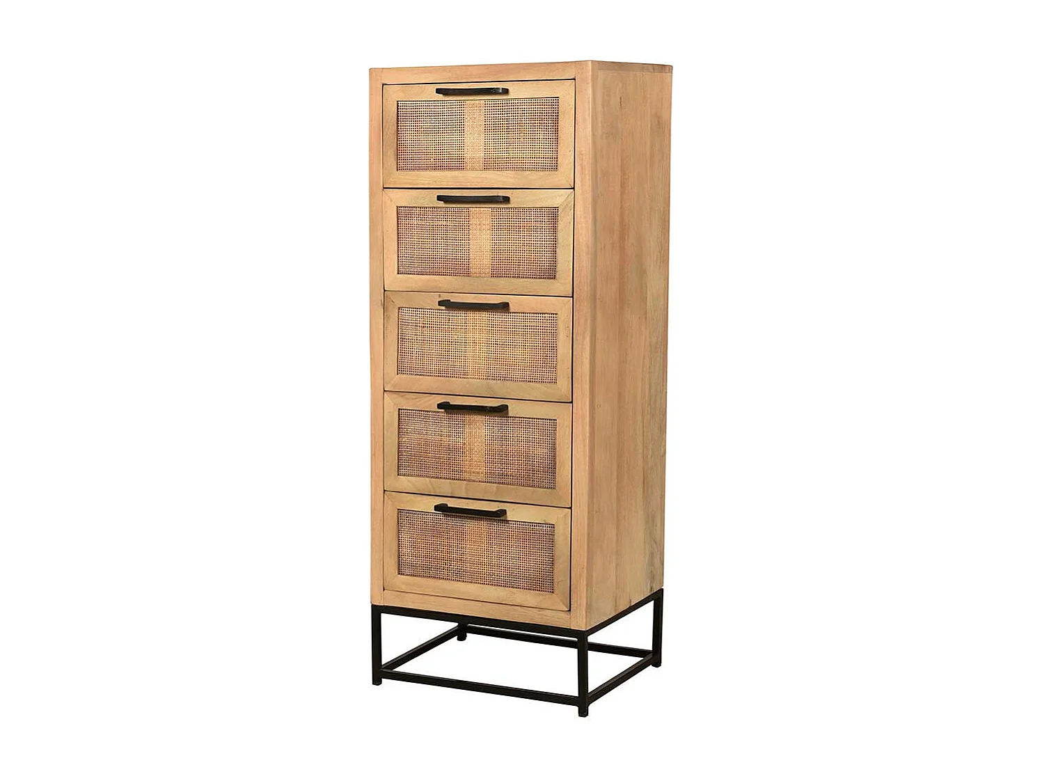 Vollholzkommode aus Mangobaum Massivholz Rattan