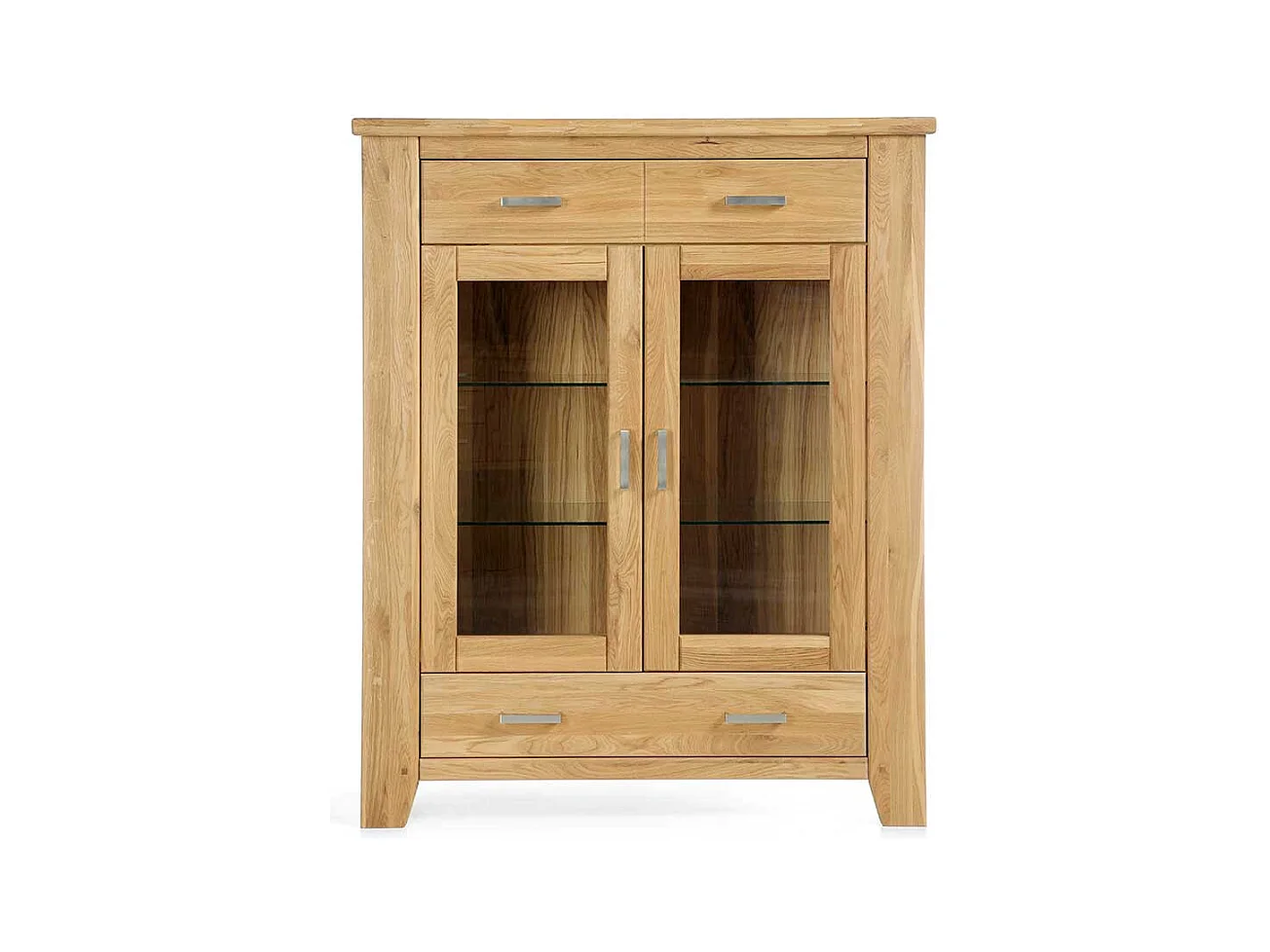 Highboard Vitrine aus Wildeiche Massivholz Soft Close Funktion