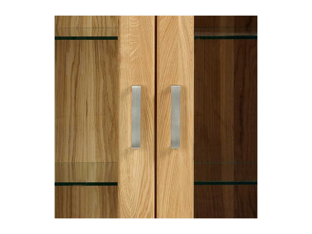 Highboard Vitrine aus Wildeiche Massivholz Soft Close Funktion