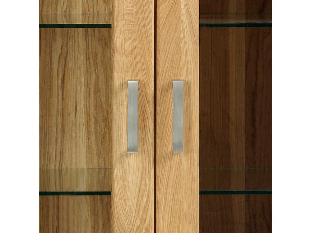 Highboard Vitrine aus Wildeiche Massivholz Soft Close Funktion