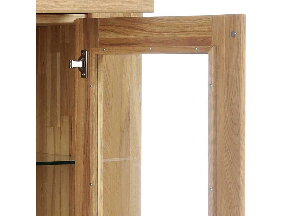 Highboard Vitrine aus Wildeiche Massivholz Soft Close Funktion