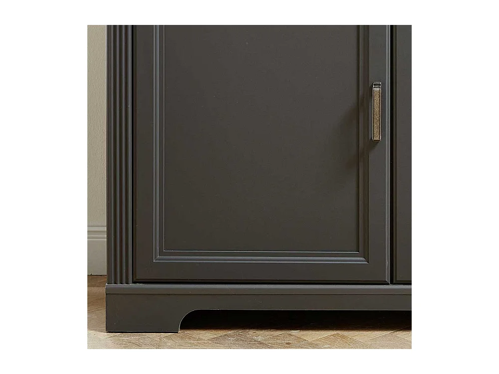 Landhaus Highboard in Dunkelgrau und Eichefarben LED Beleuchtung