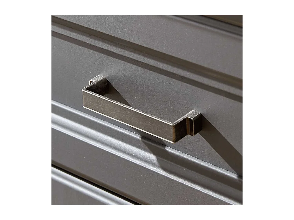 Landhaus Highboard in Dunkelgrau und Eichefarben LED Beleuchtung