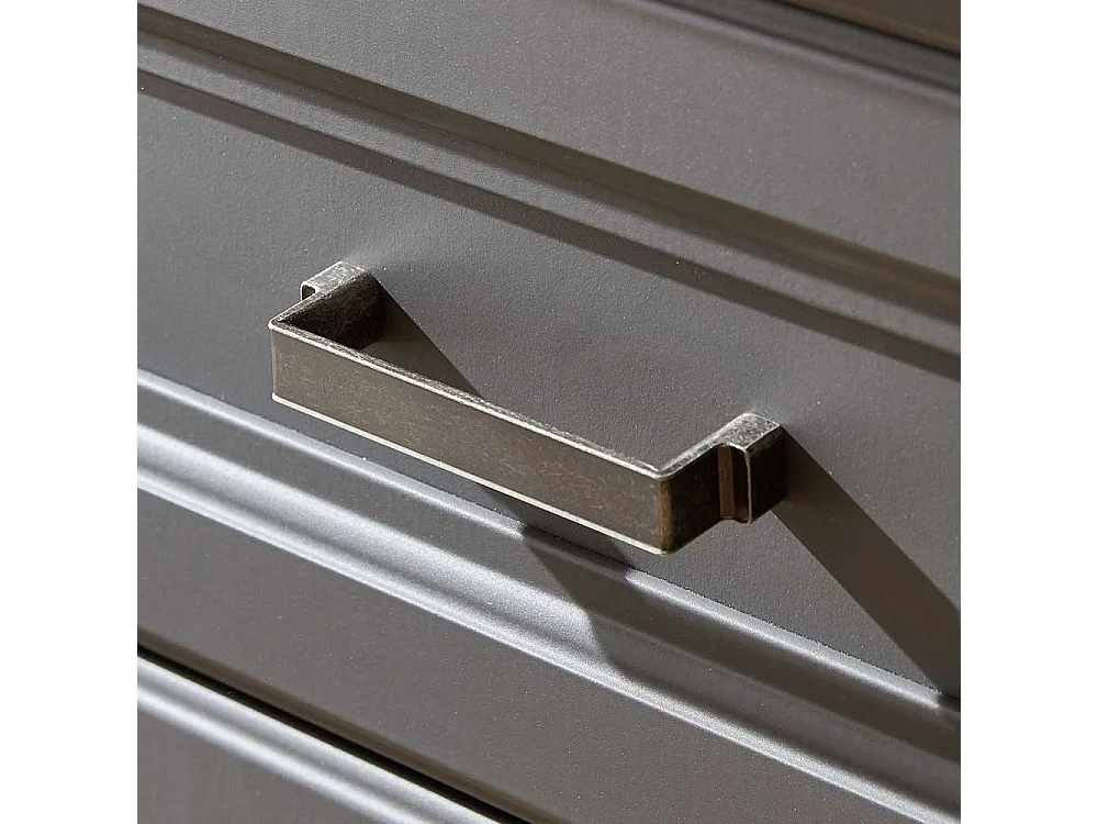 Landhaus Highboard in Dunkelgrau und Eichefarben LED Beleuchtung