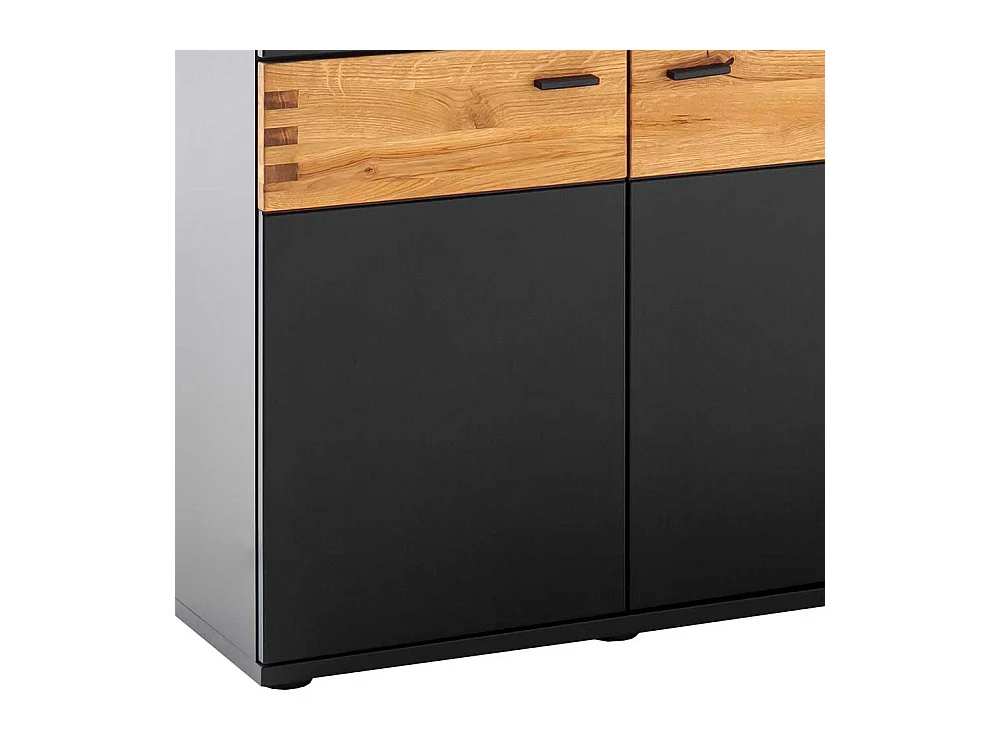 Hochwertiges Esszimmer Highboard in Wildeichefarben Schwarzgrau