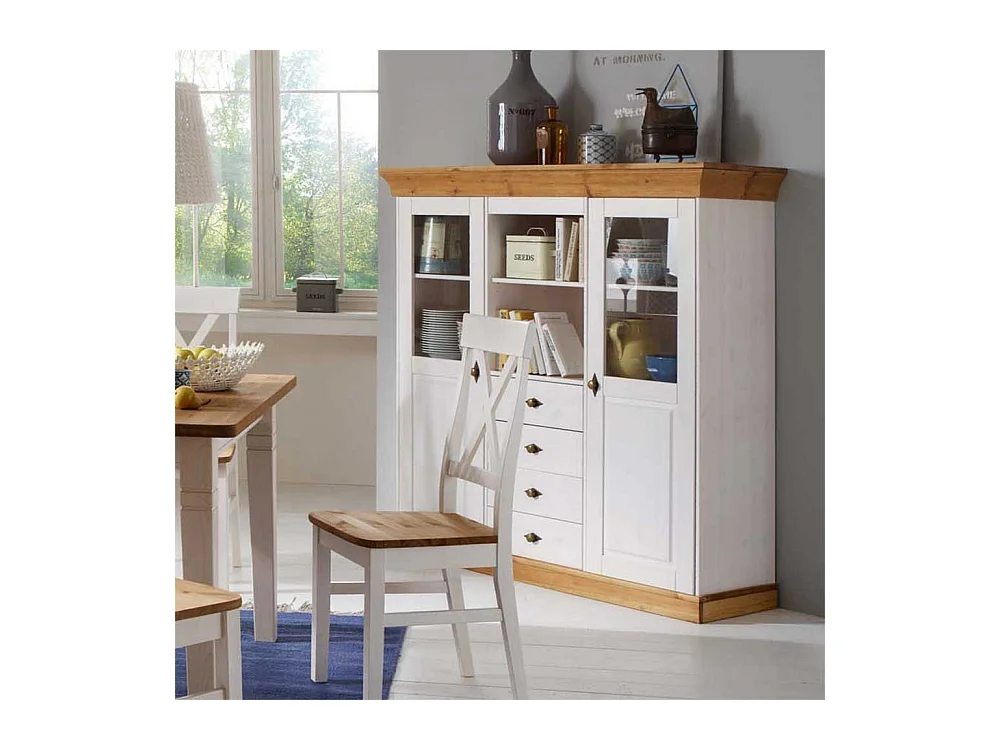Highboard aus Kiefer teilmassiv Landhausstil