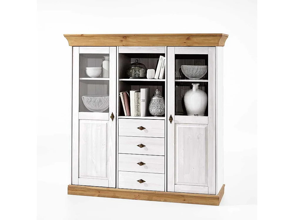 Highboard aus Kiefer teilmassiv Landhausstil