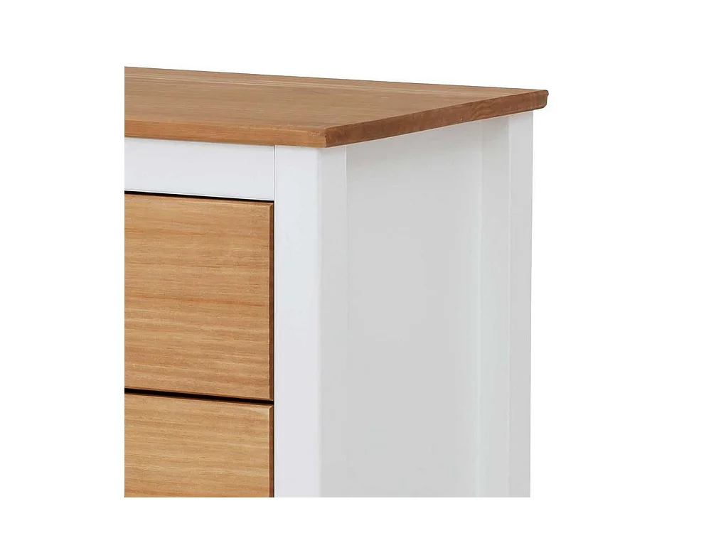 Landhaus Schubladenkommode in Kieferfarben und Weiß 80 cm hoch