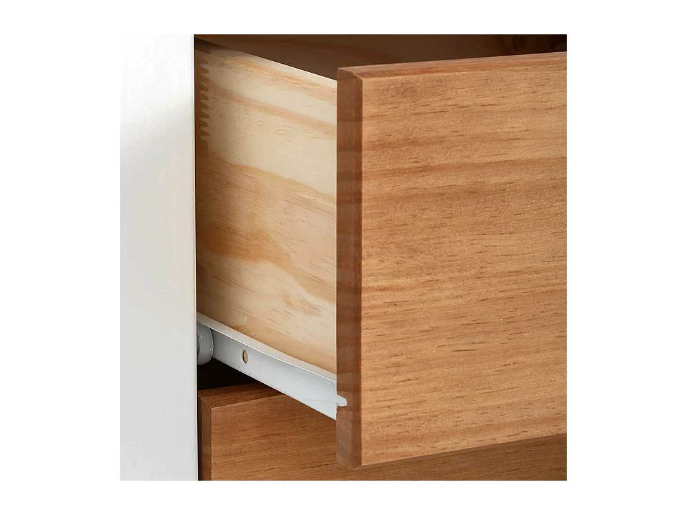 Landhaus Schubladenkommode in Kieferfarben und Weiß 80 cm hoch