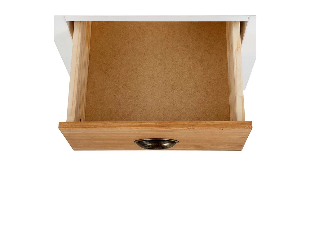 Landhaus Schubladenkommode in Kieferfarben und Weiß 80 cm hoch