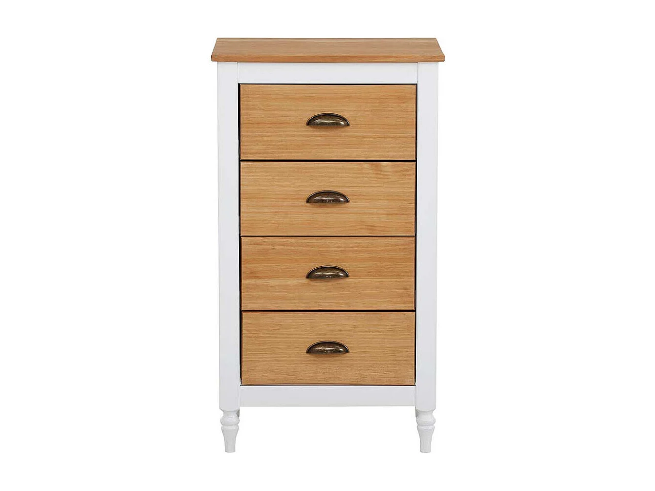 Landhaus Schubladenkommode in Kieferfarben und Weiß 80 cm hoch