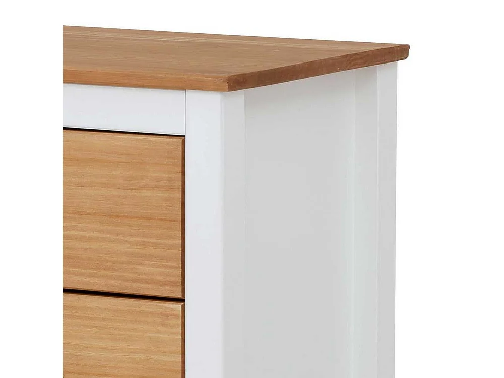 Landhaus Schubladenkommode in Kieferfarben und Weiß 80 cm hoch