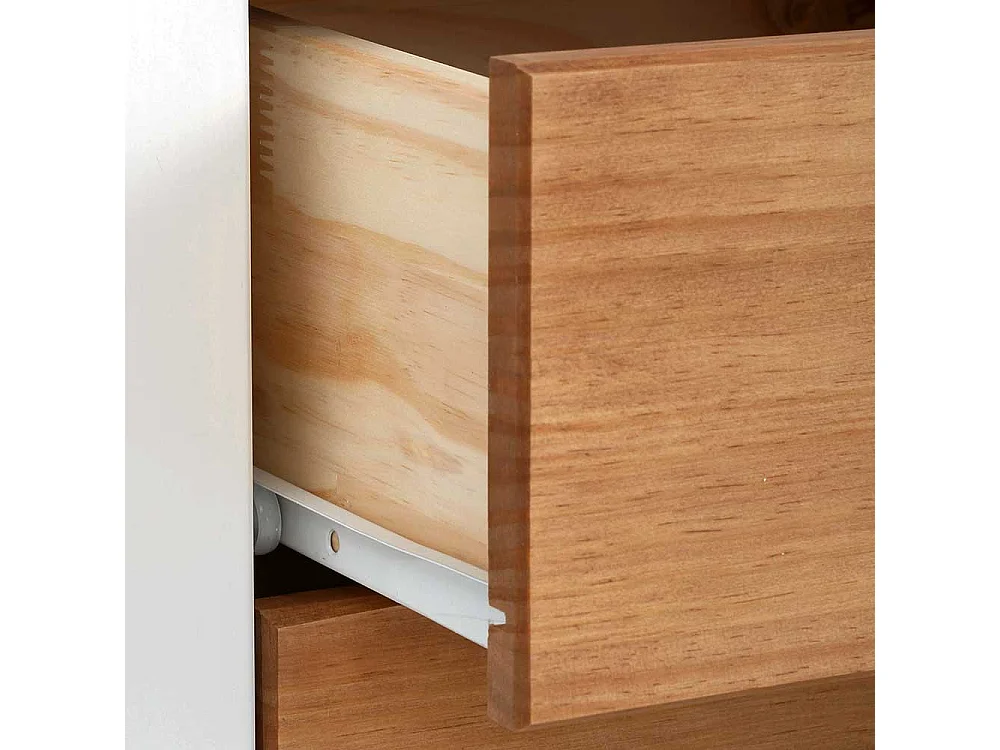 Landhaus Schubladenkommode in Kieferfarben und Weiß 80 cm hoch