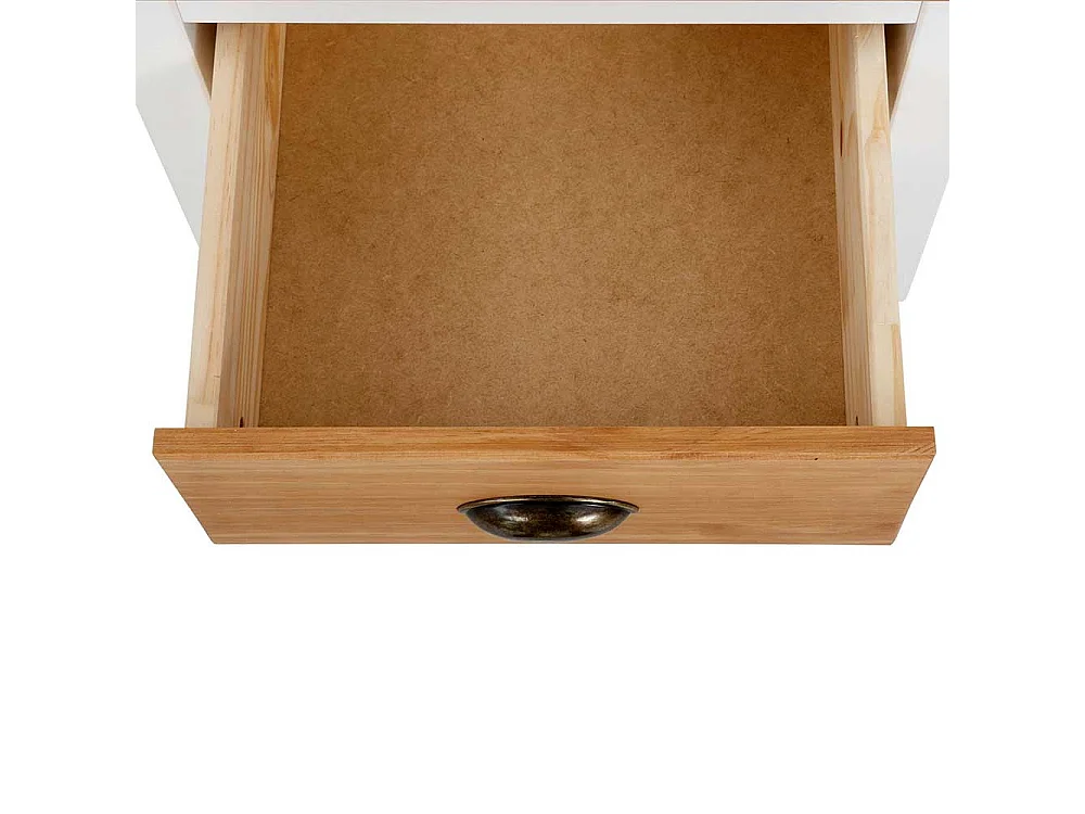 Landhaus Schubladenkommode in Kieferfarben und Weiß 80 cm hoch