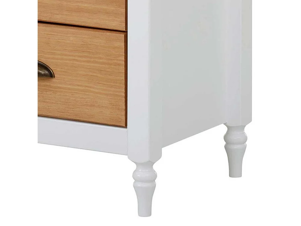 Landhaus Schubladenkommode in Kieferfarben und Weiß 80 cm hoch