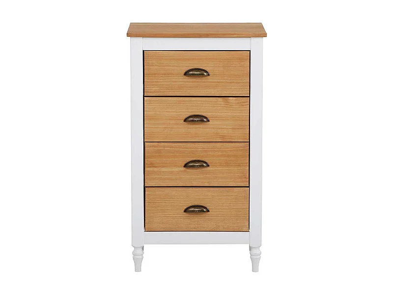 Landhaus Schubladenkommode in Kieferfarben und Weiß 80 cm hoch