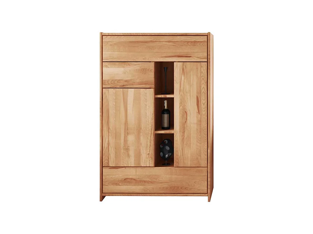 Highboard aus Kernbuche Massivholz mit offenen Fächern
