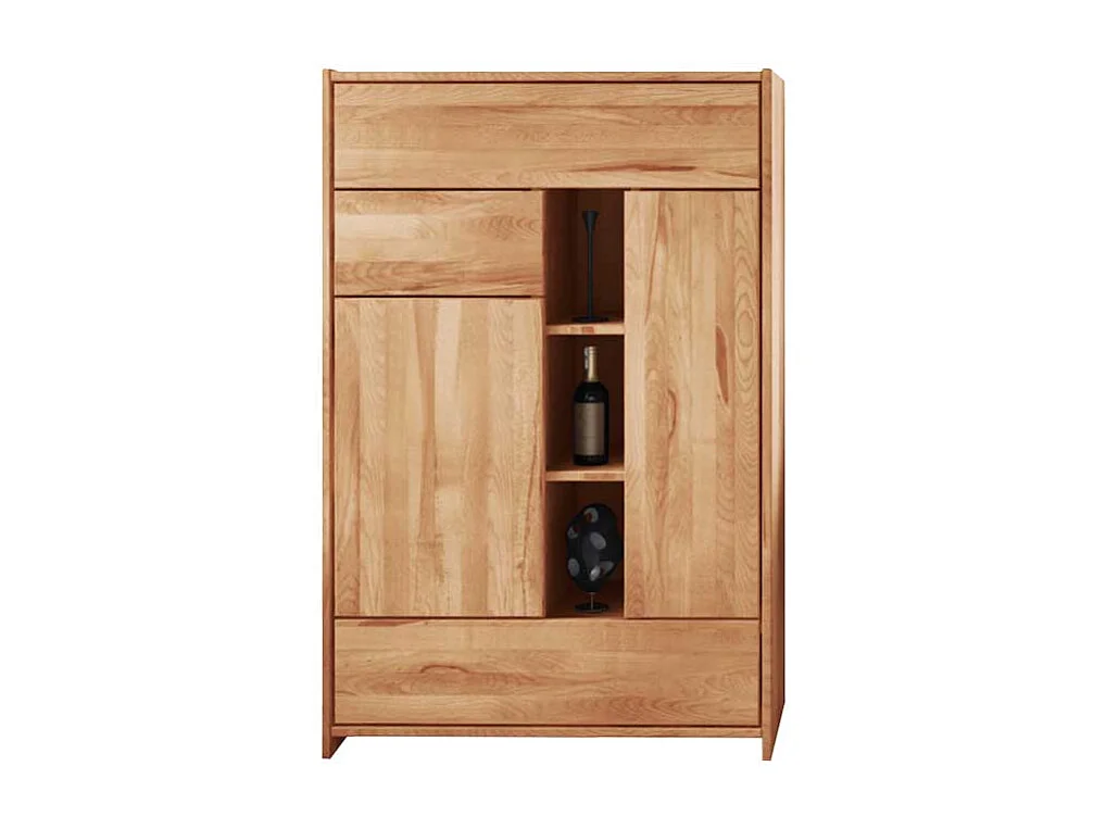Highboard aus Kernbuche Massivholz mit offenen Fächern
