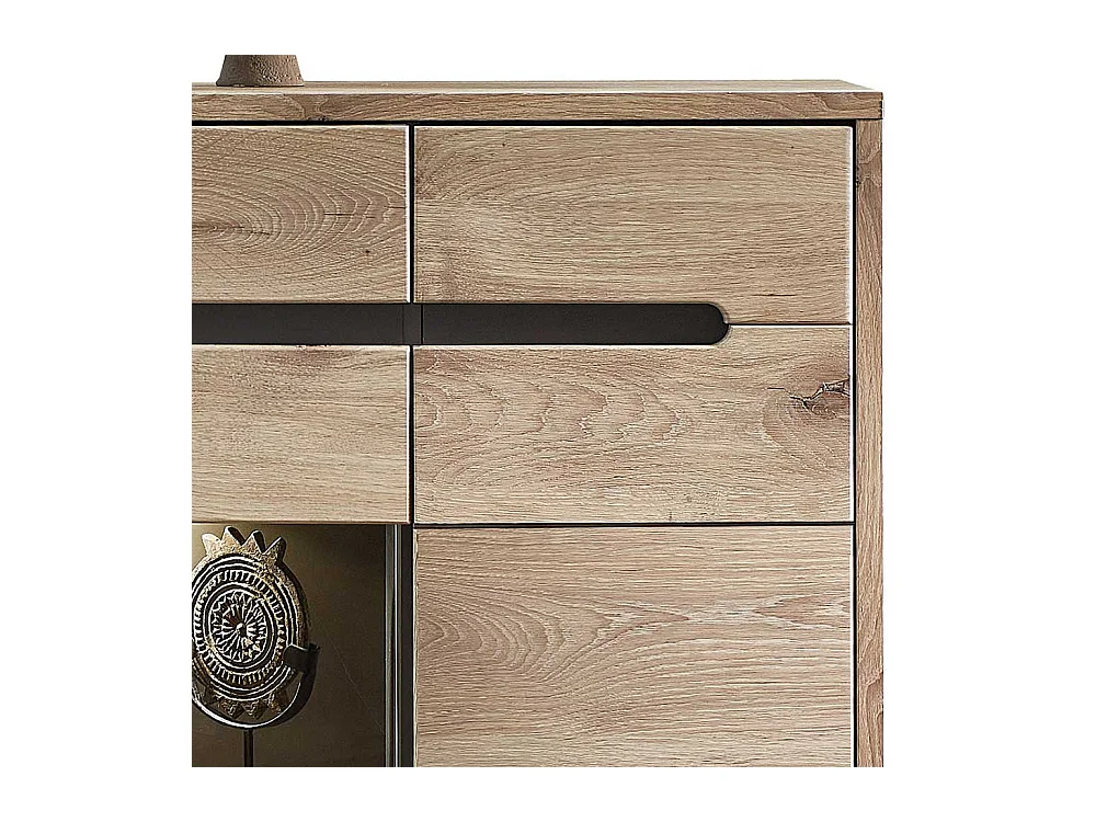 Esszimmer Highboard Holzoptik in Wildeichefarben LED Beleuchtung