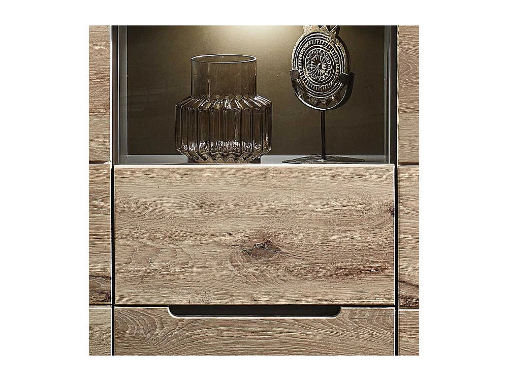 Esszimmer Highboard Holzoptik in Wildeichefarben LED Beleuchtung