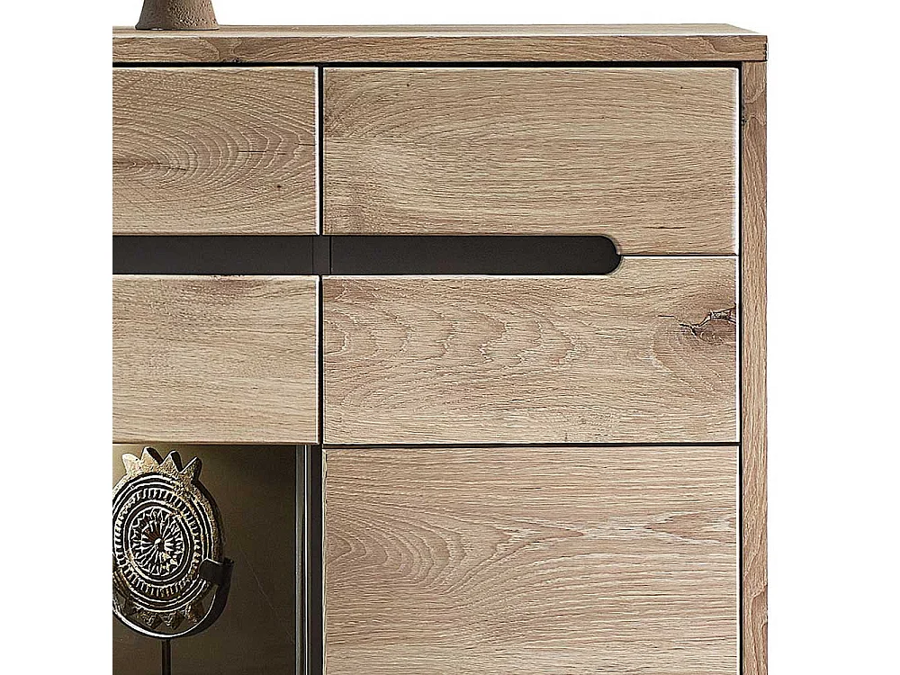 Esszimmer Highboard Holzoptik in Wildeichefarben LED Beleuchtung