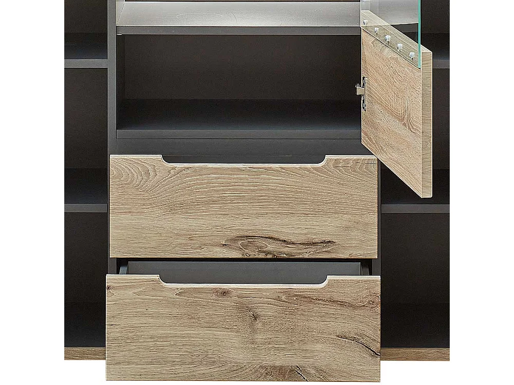 Esszimmer Highboard Holzoptik in Wildeichefarben LED Beleuchtung