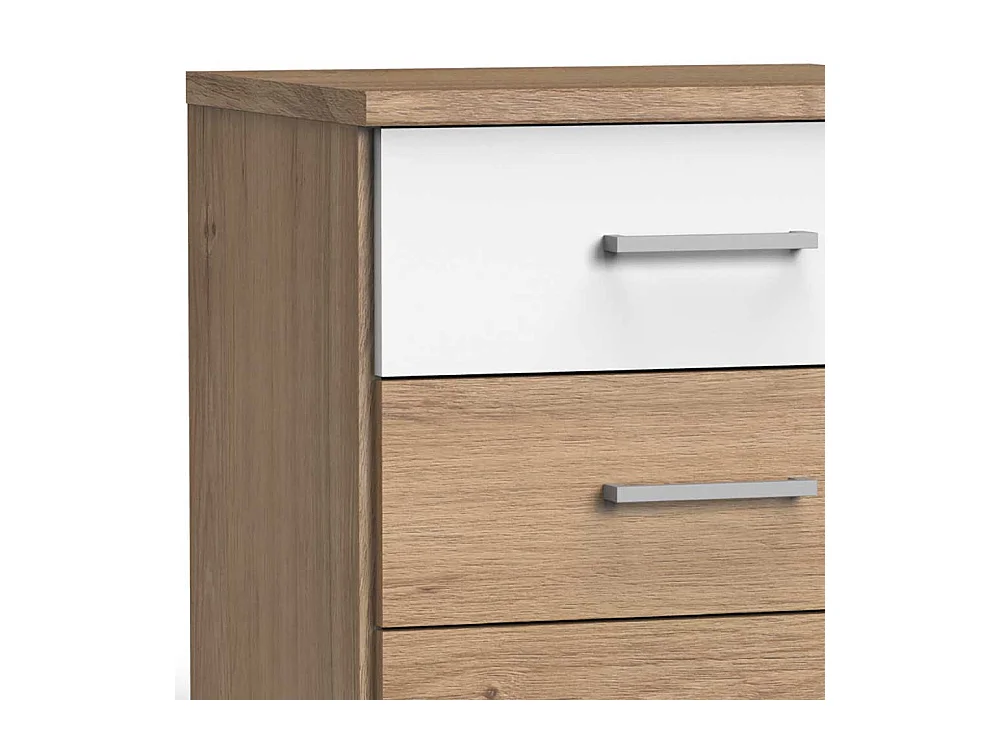 Säulenkommode modern in Eichefarben und Weiß sechs Schubladen