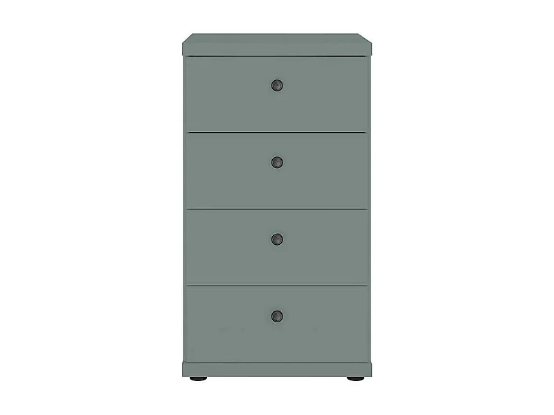Hochkommode mit vier Schubladen in Graugrün Landhausstil