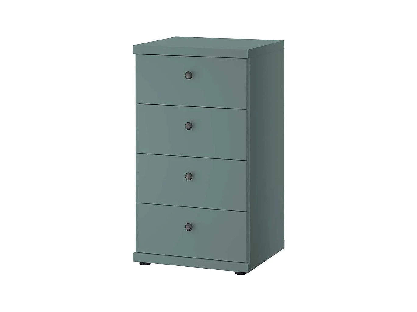 Hochkommode mit vier Schubladen in Graugrün Landhausstil