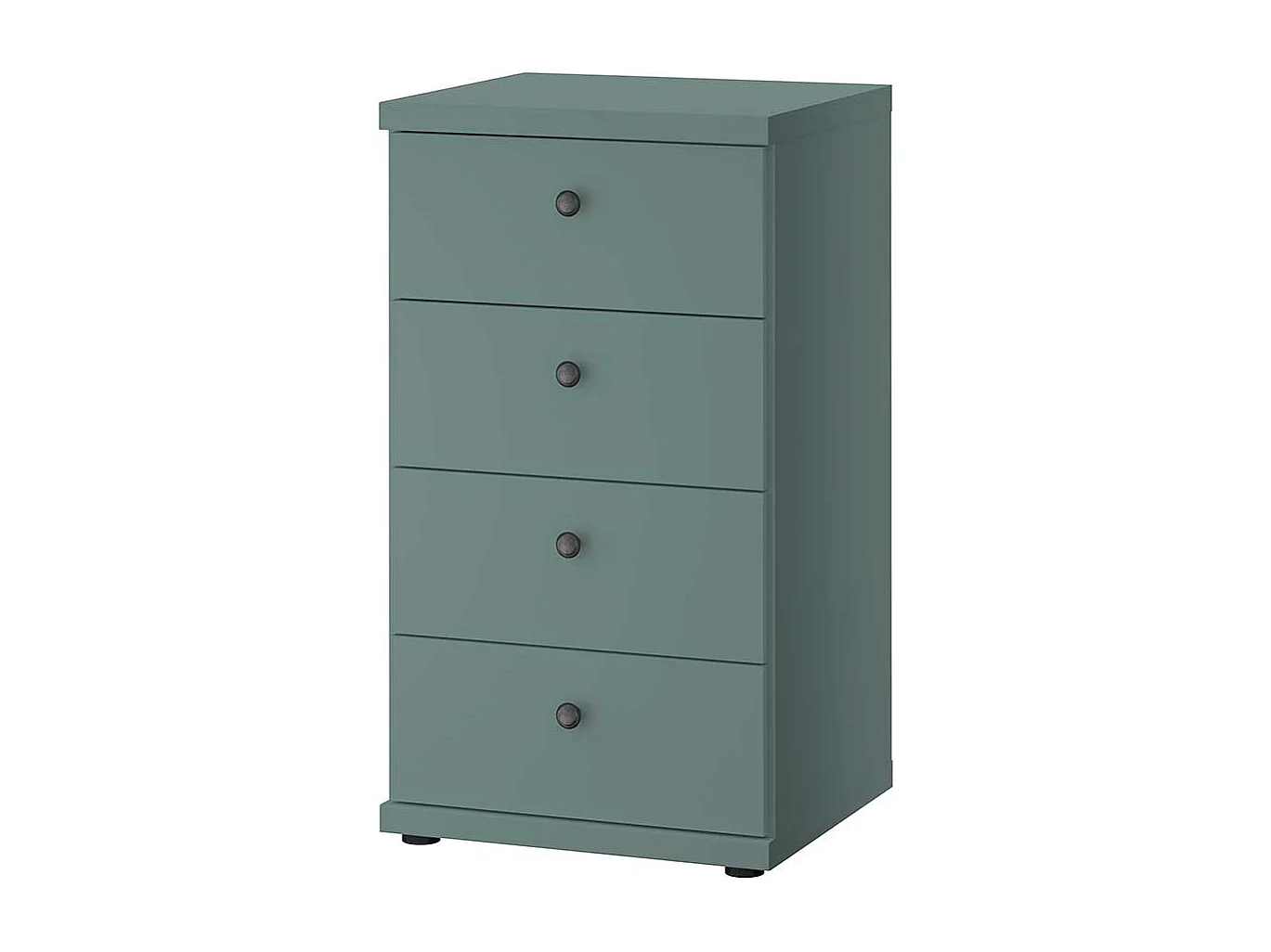 Hochkommode mit vier Schubladen in Graugrün Landhausstil