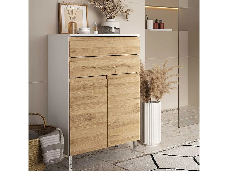 Modernes Highboard Made in Germany Wildeichefarben und Weiß