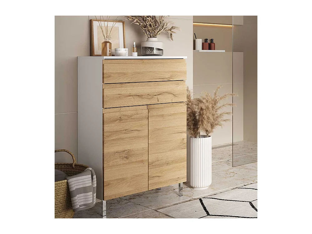 Modernes Highboard Made in Germany Wildeichefarben und Weiß