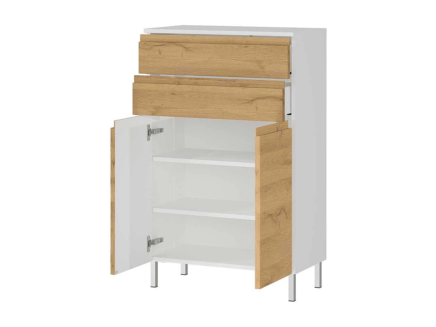 Modernes Highboard Made in Germany Wildeichefarben und Weiß