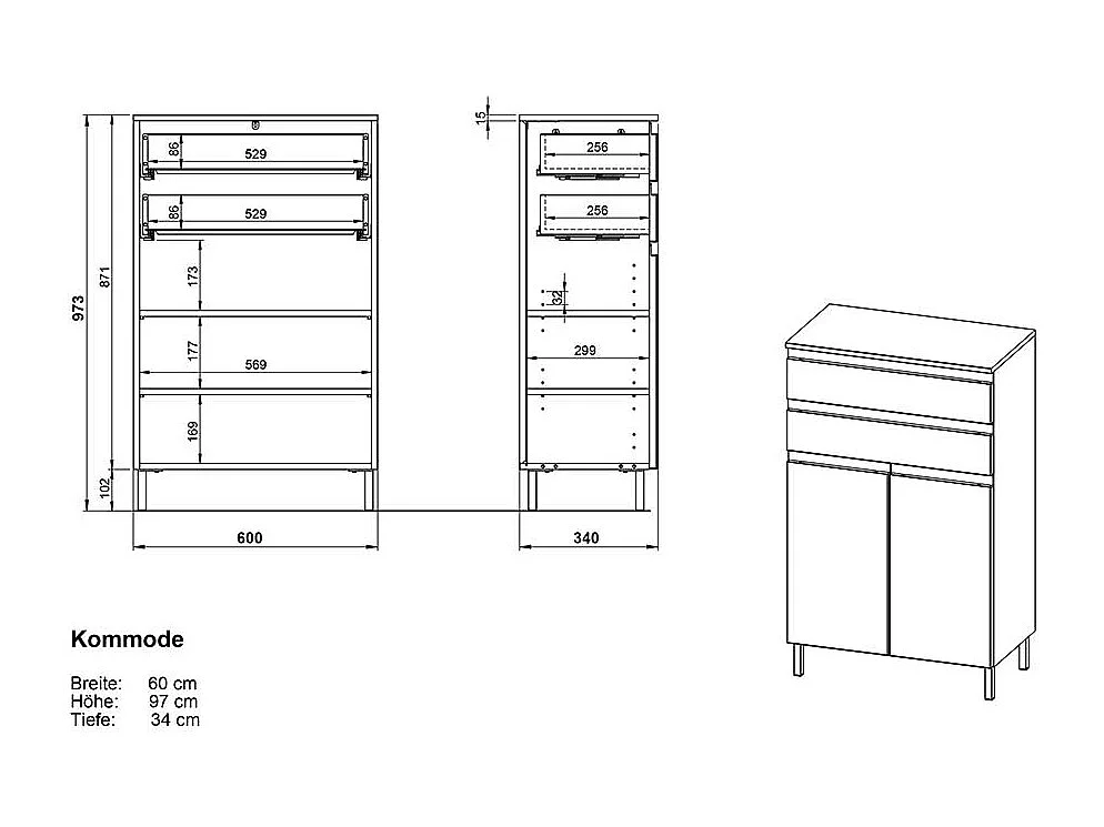 Modernes Highboard Made in Germany Wildeichefarben und Weiß