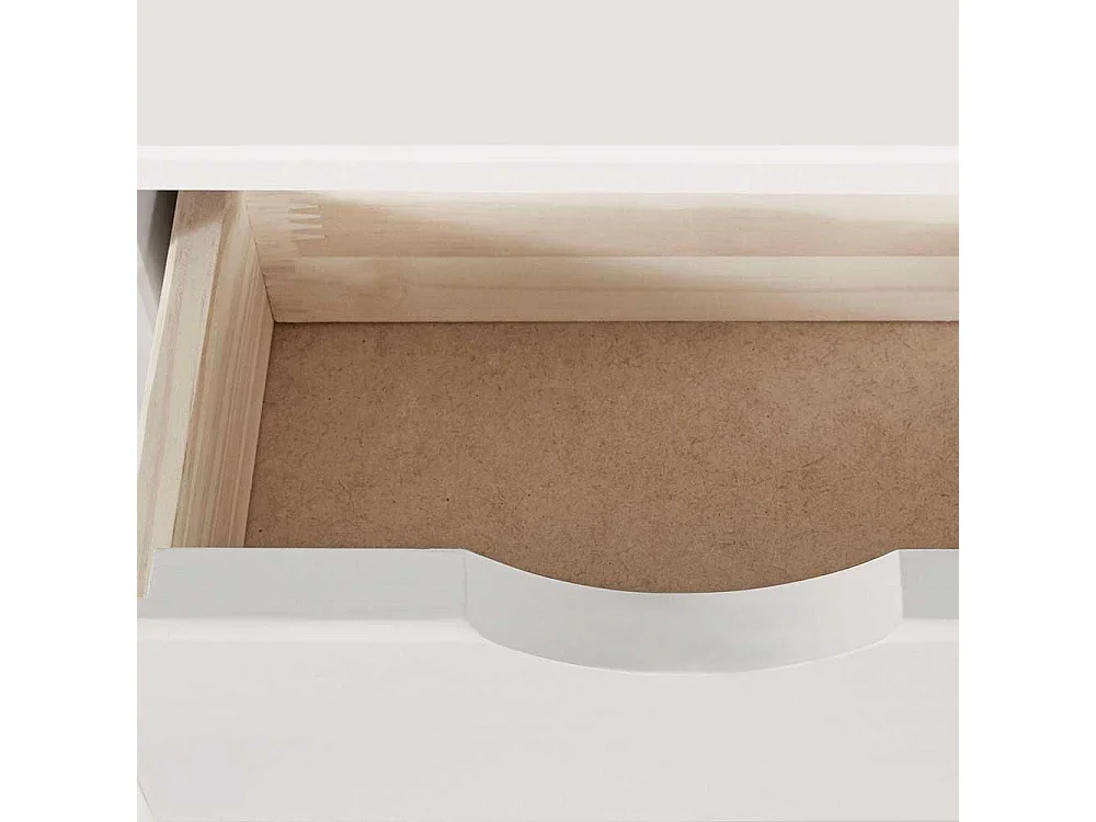 Weiße Hochkommode aus Kiefer Massivholz acht Schubladen