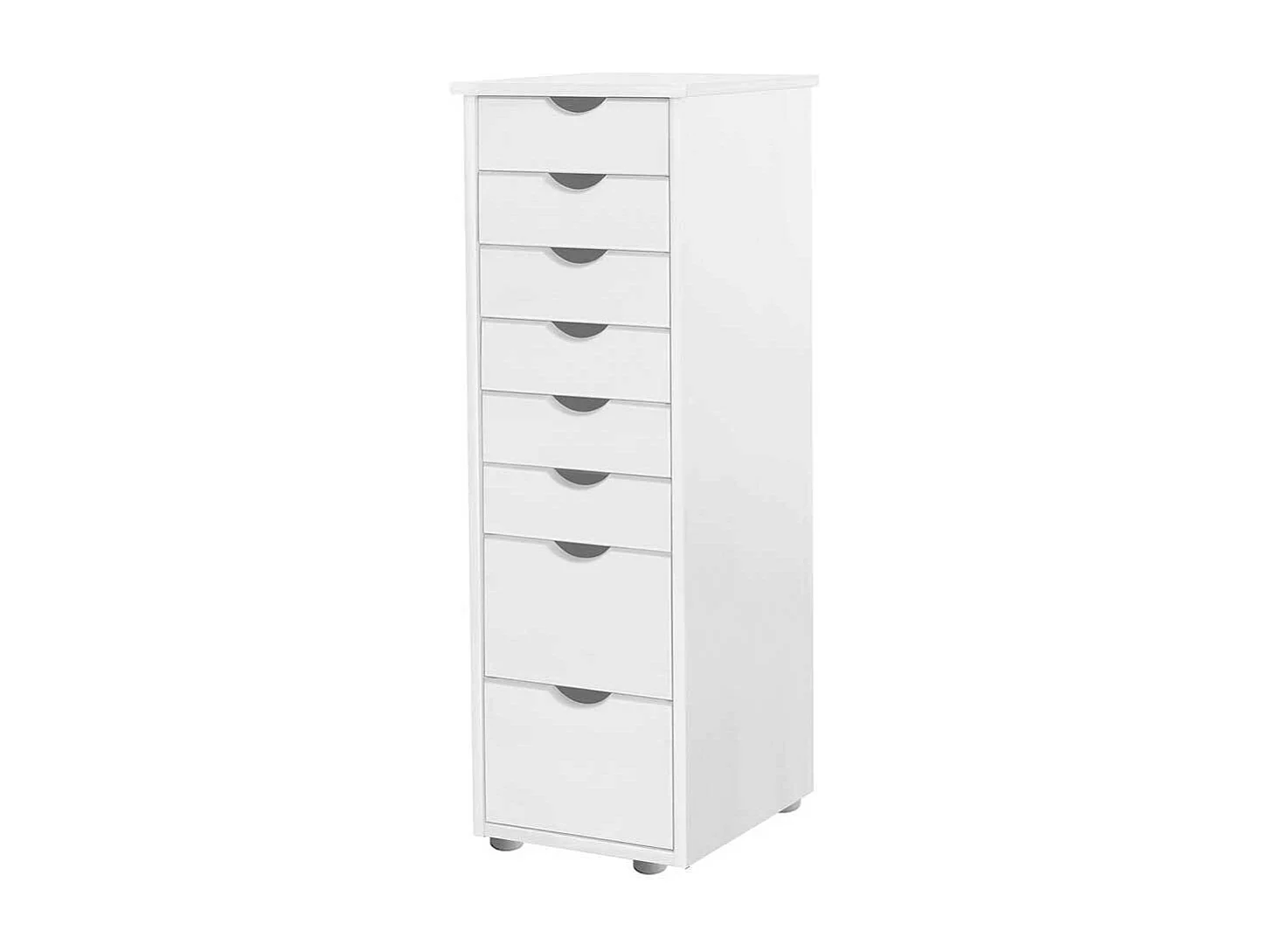 Weiße Hochkommode aus Kiefer Massivholz acht Schubladen