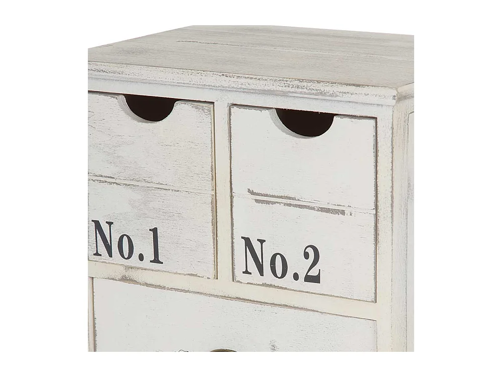 Holzkommode maritim in Antikweiß sechs Schubladen