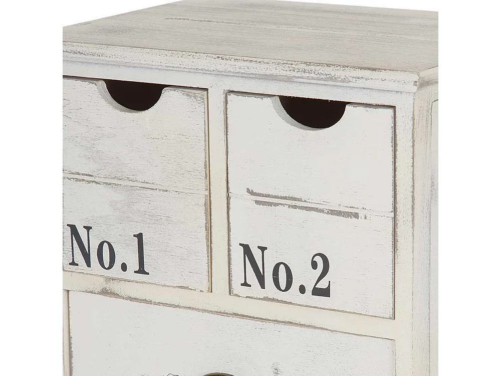 Holzkommode maritim in Antikweiß sechs Schubladen