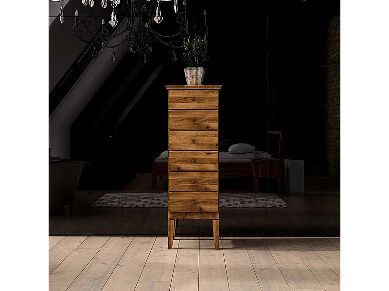 Schubkastenkommode aus Wildeiche Massivholz hoch