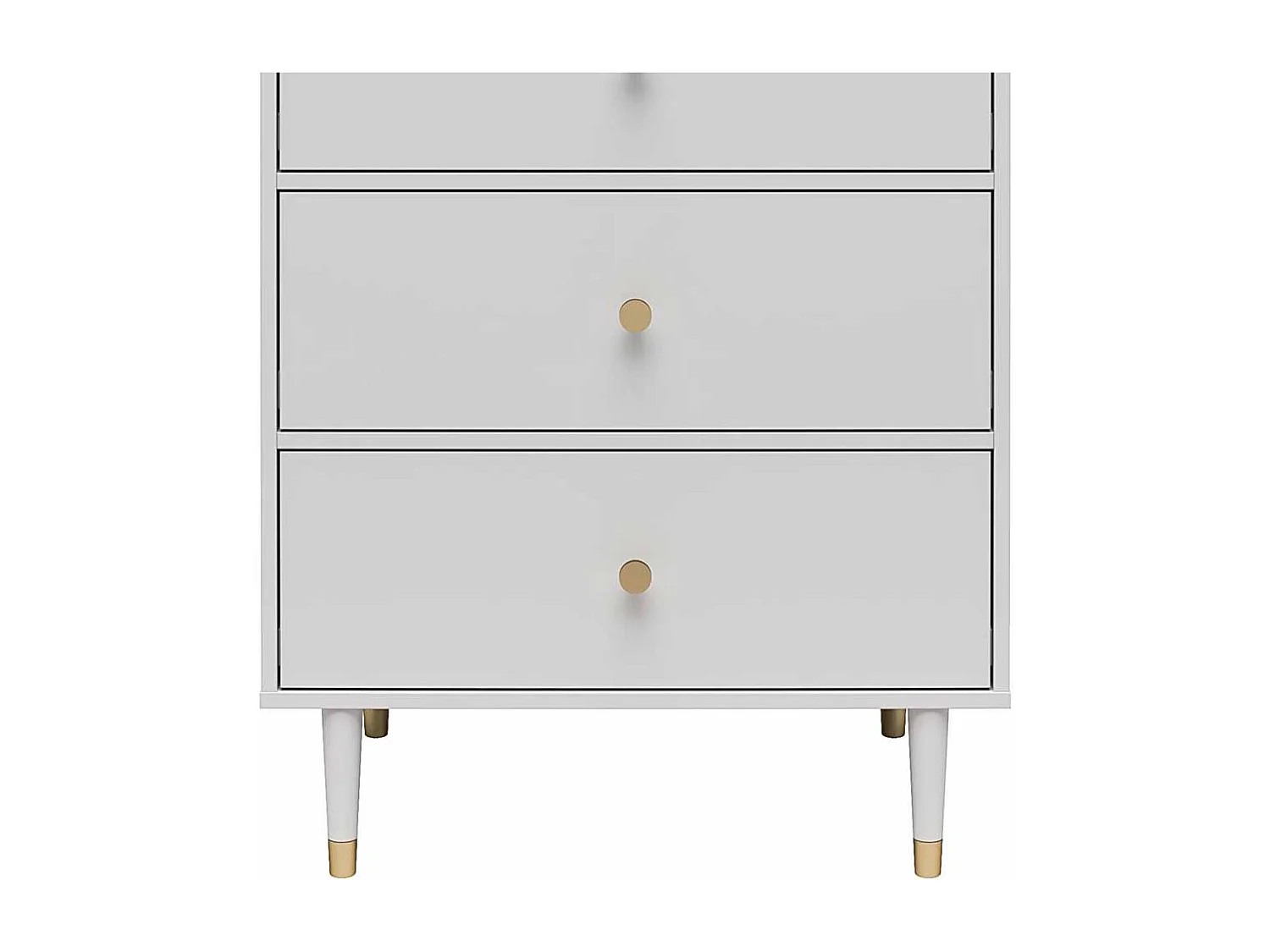 Hohe Schubladenkommode in Hellgrau und Goldfarben 70 cm breit